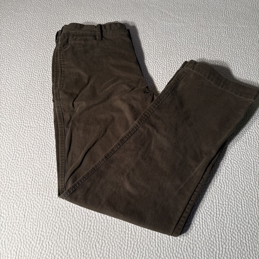 Timberland Men's Chino Olive Green Flat Front 100% Cotton Canvas Pants 34x34